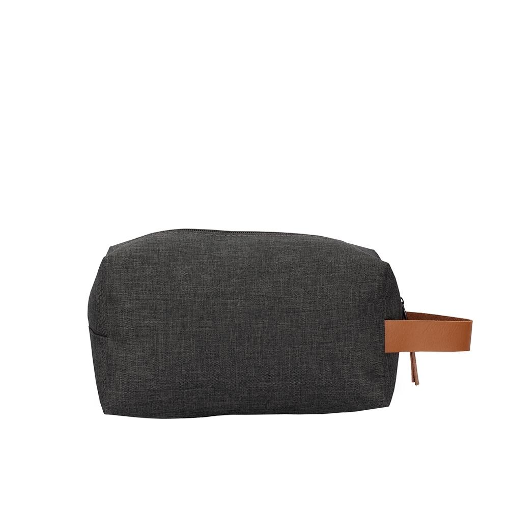 Nécessaire nylon DI1961 na cor Preto e marrom, brinde personalizado Sky Brindes