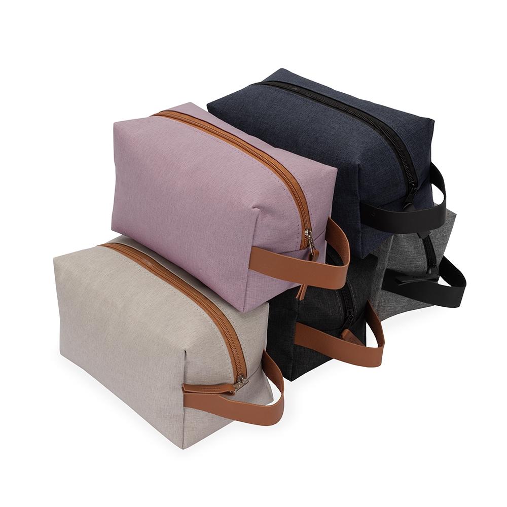 Nécessaire nylon DI1961 na cor Azul e preto, brinde personalizado Sky Brindes
