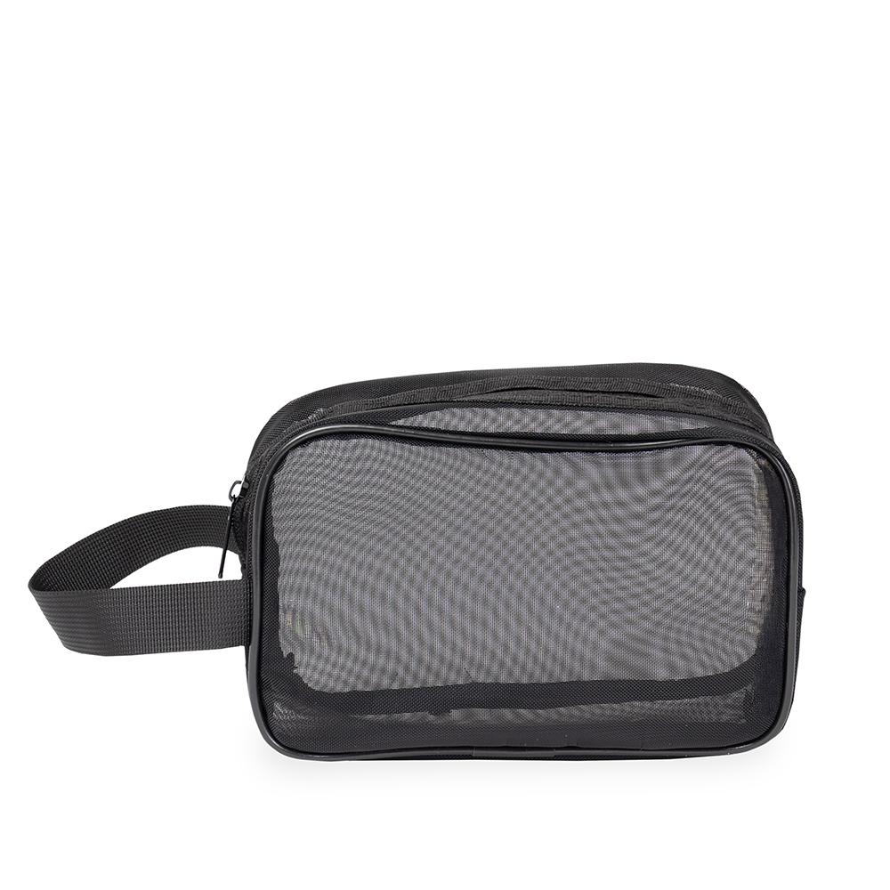 Nécessaire de malha DI1974 na cor Preto e preto, brinde personalizado Sky Brindes