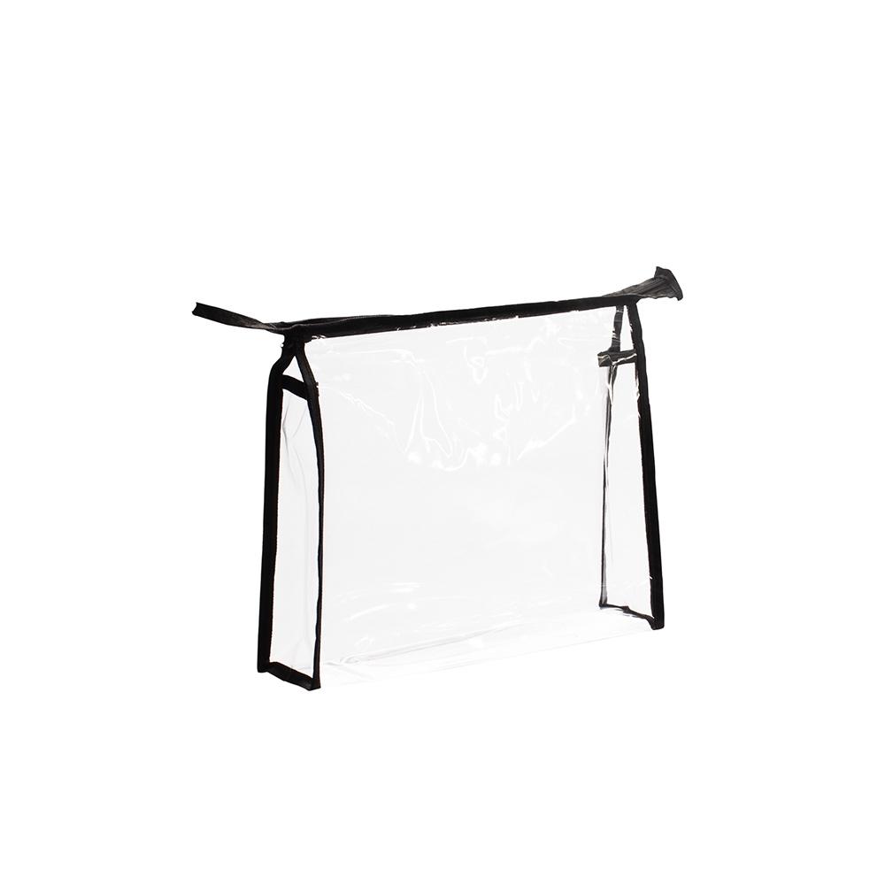 Nécessaire pvc DI1976 na cor Transparente e preto, brinde personalizado Sky Brindes