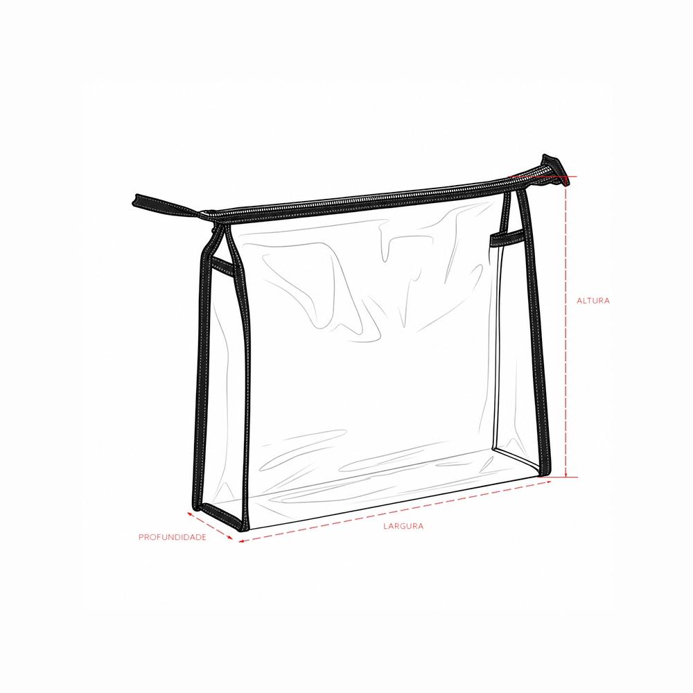 Nécessaire pvc DI1976 na cor Transparente e preto, brinde personalizado Sky Brindes