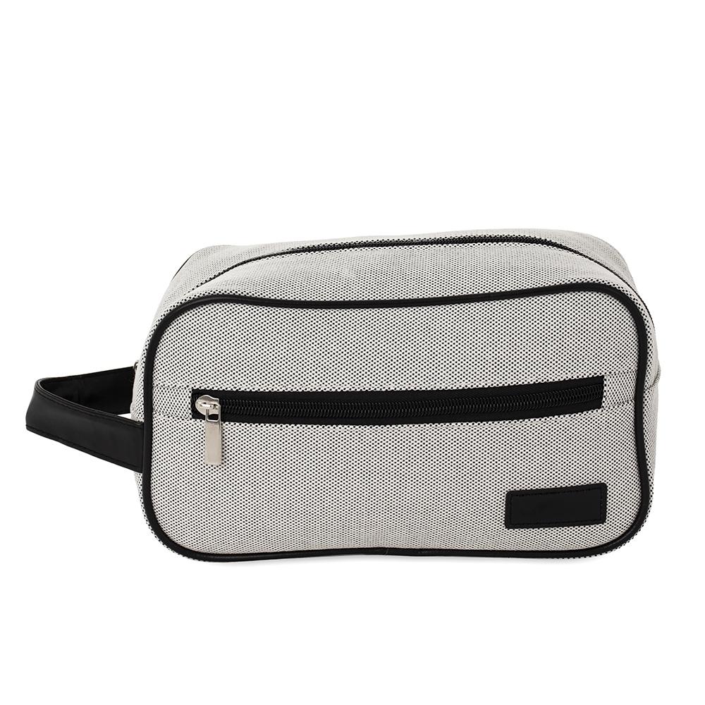 Nécessaire lona DI1981 na cor Branco e preto, brinde personalizado Sky Brindes