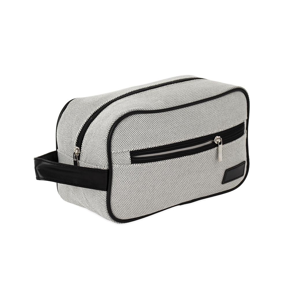Nécessaire lona DI1981 na cor Branco e preto, brinde personalizado Sky Brindes