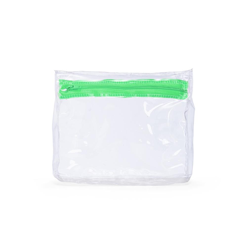 Nécessaire pvc DI1984 na cor Verde e transparente, brinde personalizado Sky Brindes