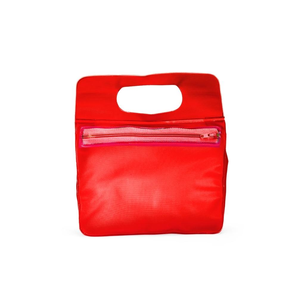 Nécessaire pvc DI1985 na cor Vermelho e inox, brinde personalizado Sky Brindes