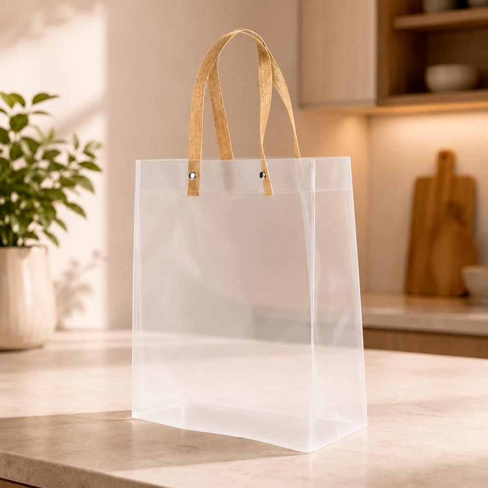 Sacola plástica DI1989 na cor Transparente, brinde personalizado Sky Brindes