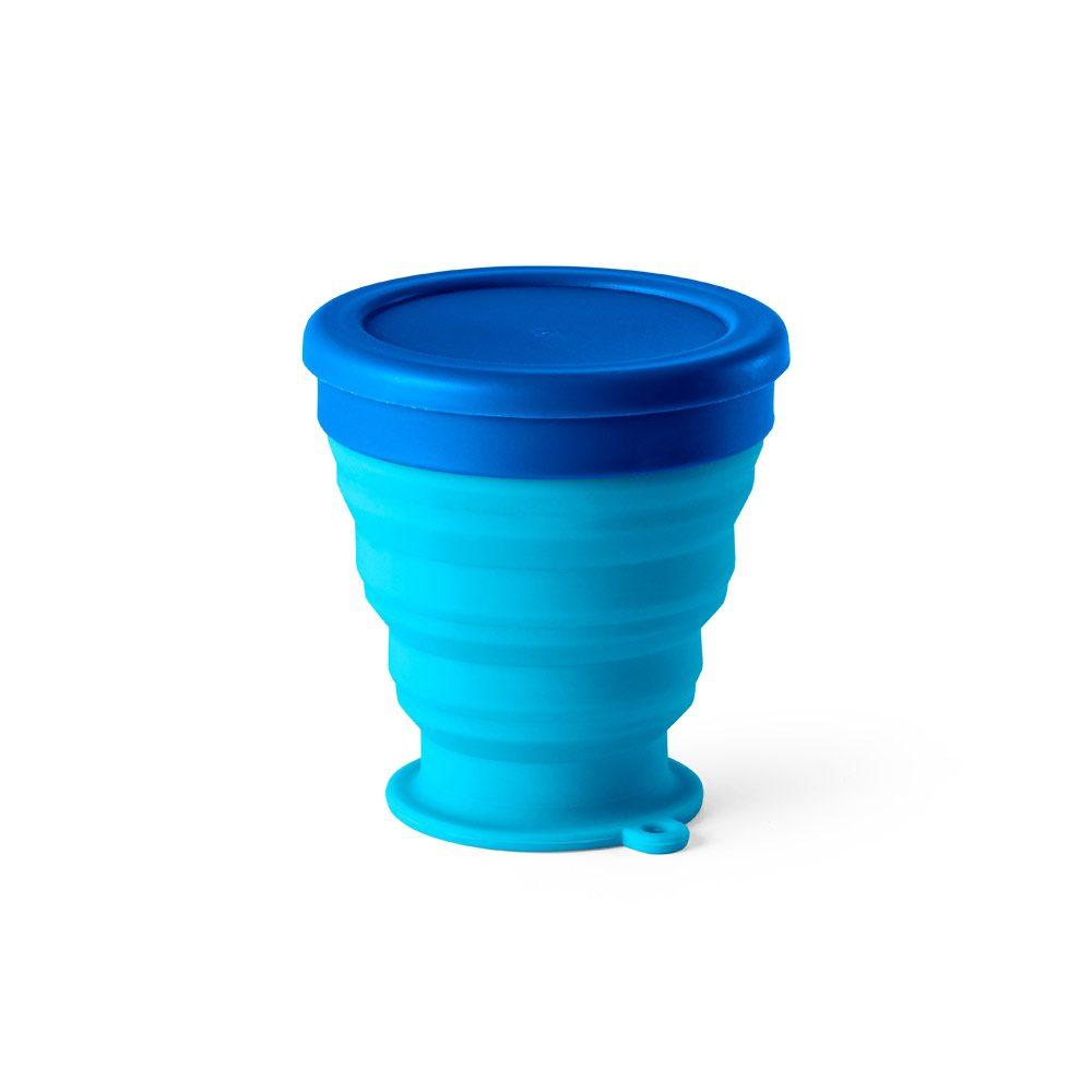 Copo Retrátill 240ml DR1226 na cor Azul claro, brinde personalizado Sky Brindes