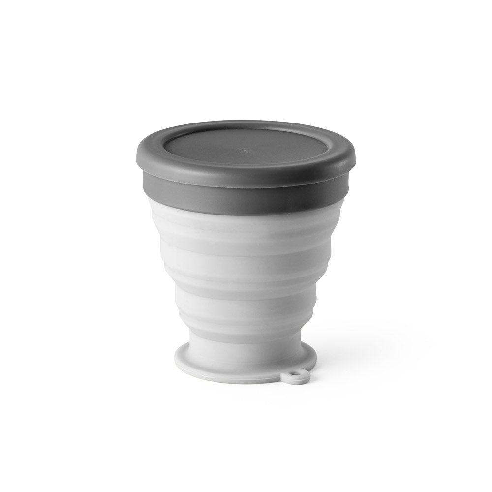 Copo Retrátill 240ml DR1226 na cor Cinza, brinde personalizado Sky Brindes