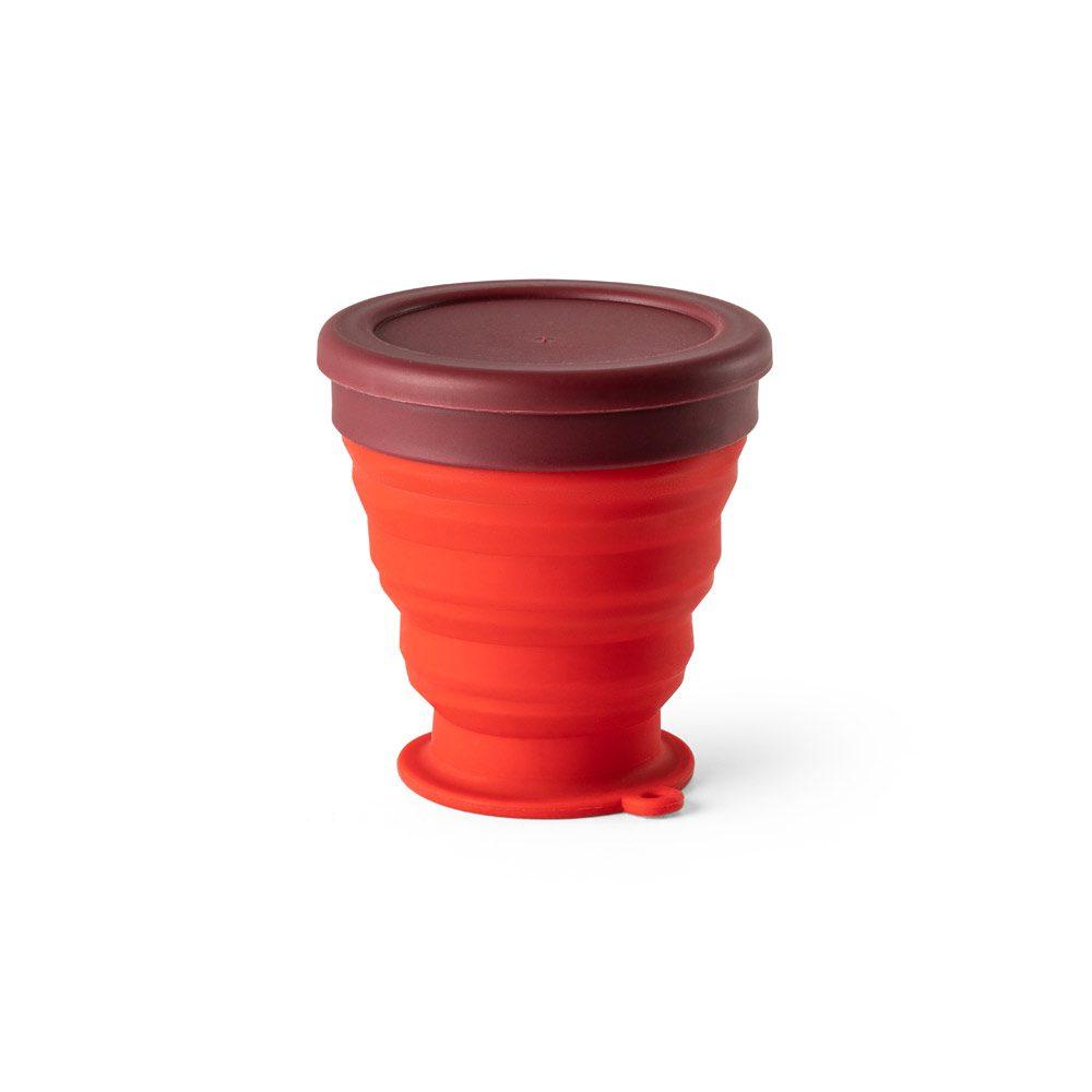 Copo Retrátill 240ml DR1226 na cor Vermelho, brinde personalizado Sky Brindes