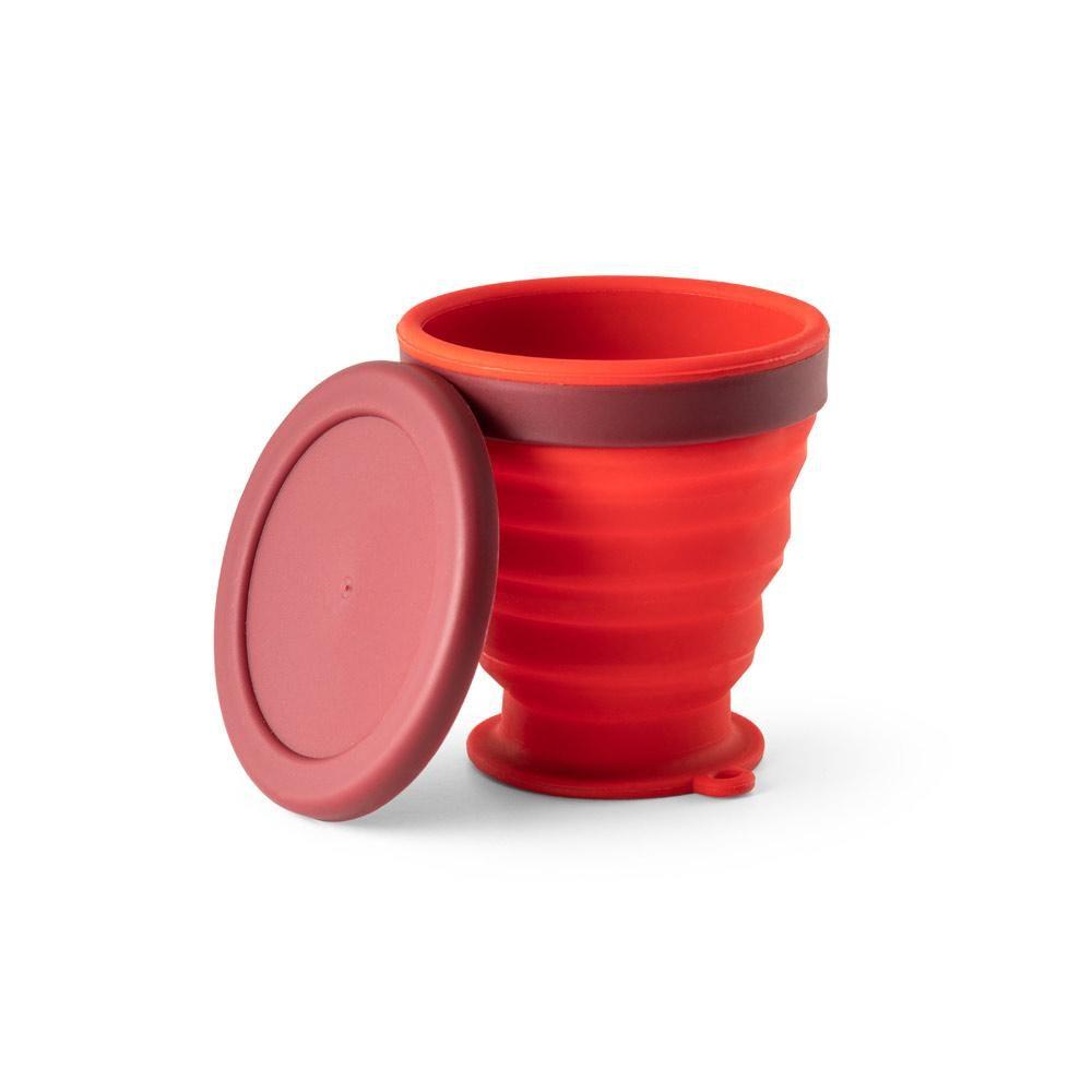 Copo Retrátill 240ml DR1226 na cor Vermelho, brinde personalizado Sky Brindes