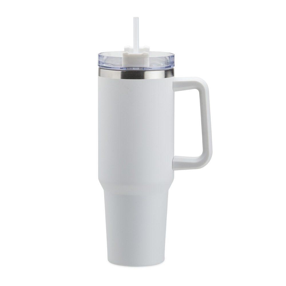 Caneca Térmica 1,2 Litros DR1638 na cor Branco, brinde personalizado Sky Brindes