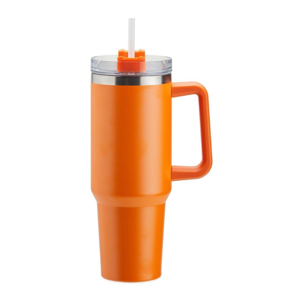 Caneca Térmica 1,2 Litros DR1638 na cor Laranja, brinde personalizado Sky Brindes