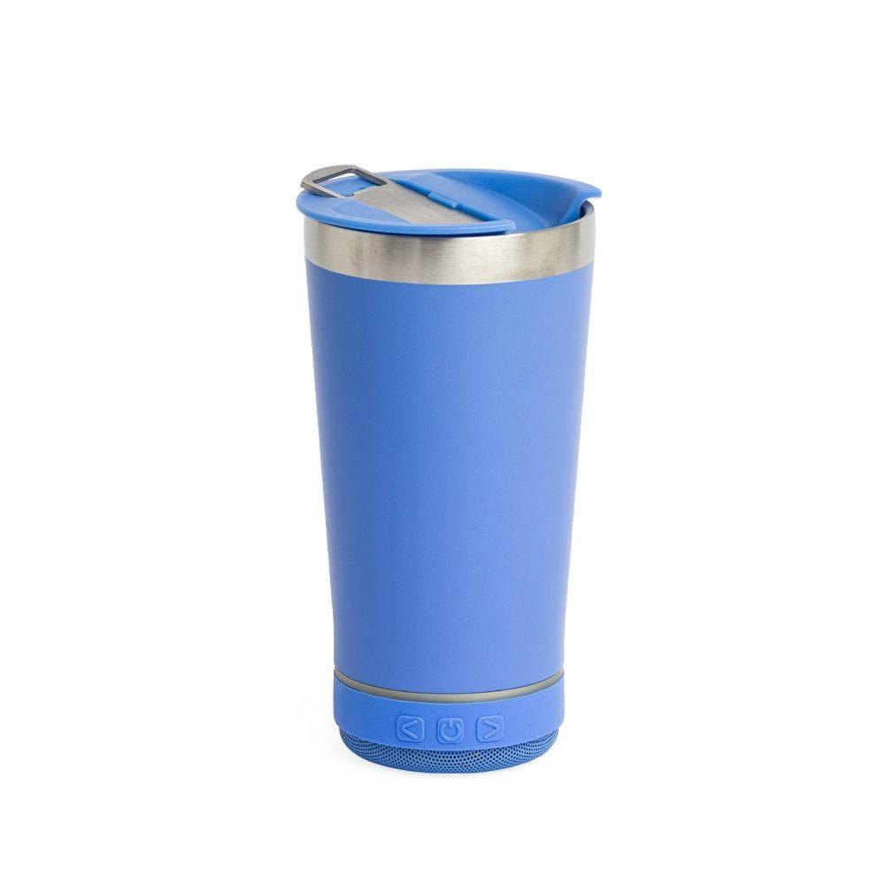 Copo Térmico 400ml com Caixa de Som DR1663 na cor Azul claro, brinde personalizado Sky Brindes