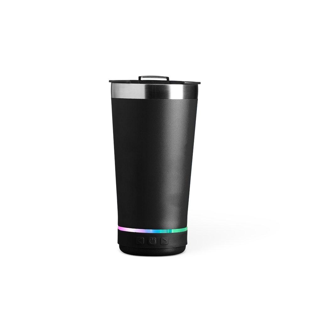 Copo Térmico 400ml com Caixa de Som DR1663 na cor Preto, brinde personalizado Sky Brindes