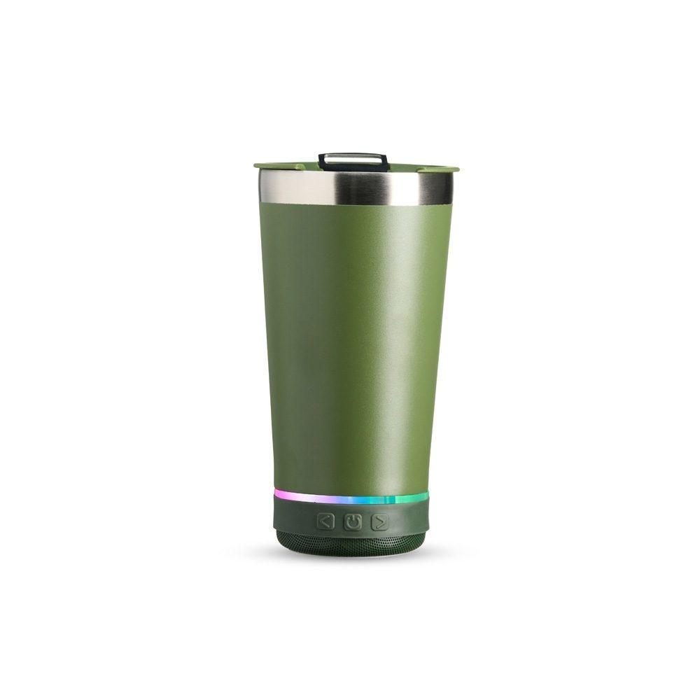 Copo Térmico 400ml com Caixa de Som DR1663 na cor Verde, brinde personalizado Sky Brindes