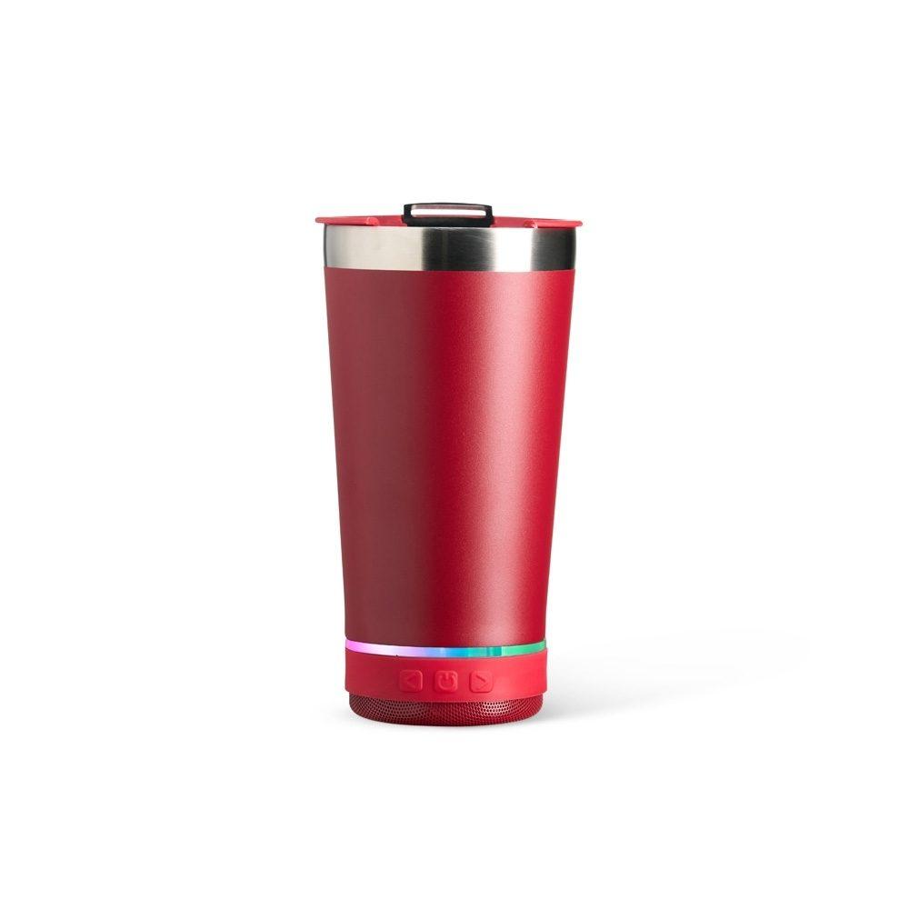 Copo Térmico 400ml com Caixa de Som DR1663 na cor Vermelho, brinde personalizado Sky Brindes