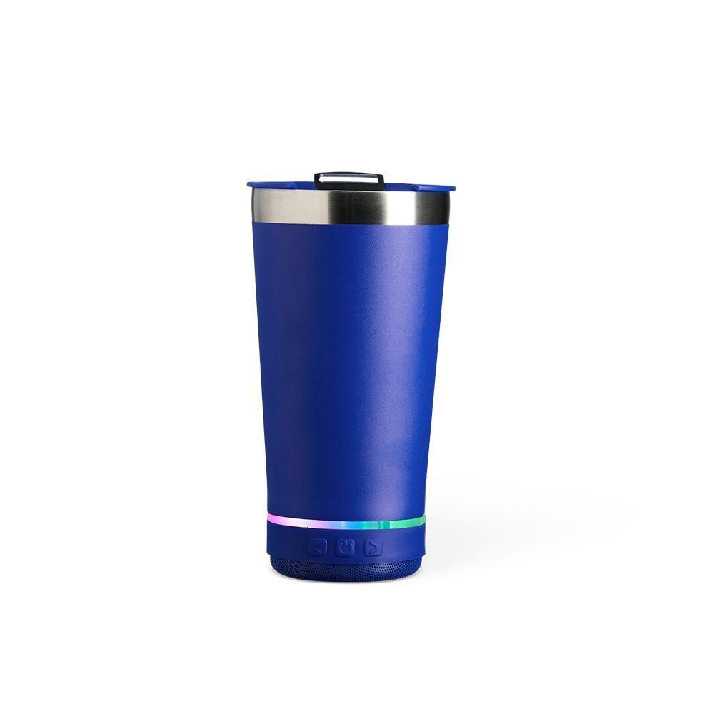 Copo Térmico 400ml com Caixa de Som DR1664 na cor Azul, brinde personalizado Sky Brindes