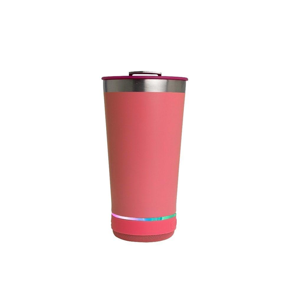 Copo Térmico 400ml com Caixa de Som DR1664 na cor Pink, brinde personalizado Sky Brindes
