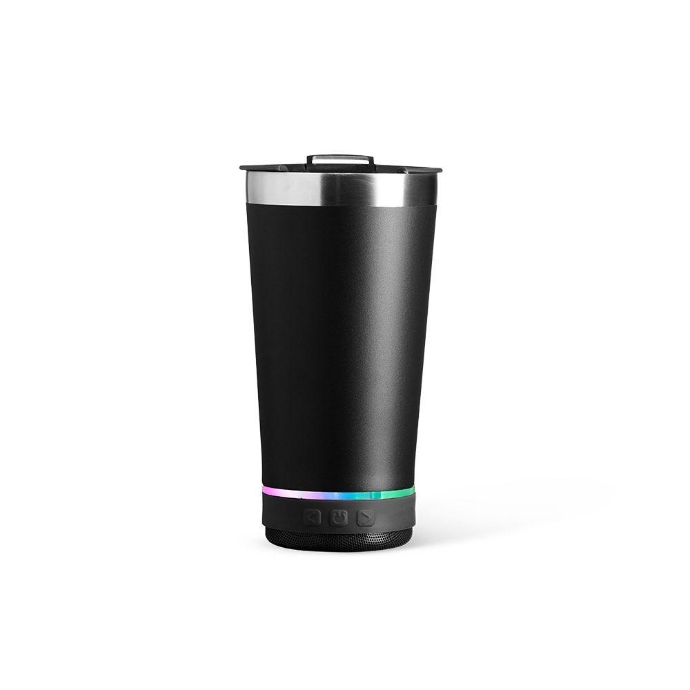 Copo Térmico 400ml com Caixa de Som DR1664 na cor Preto, brinde personalizado Sky Brindes