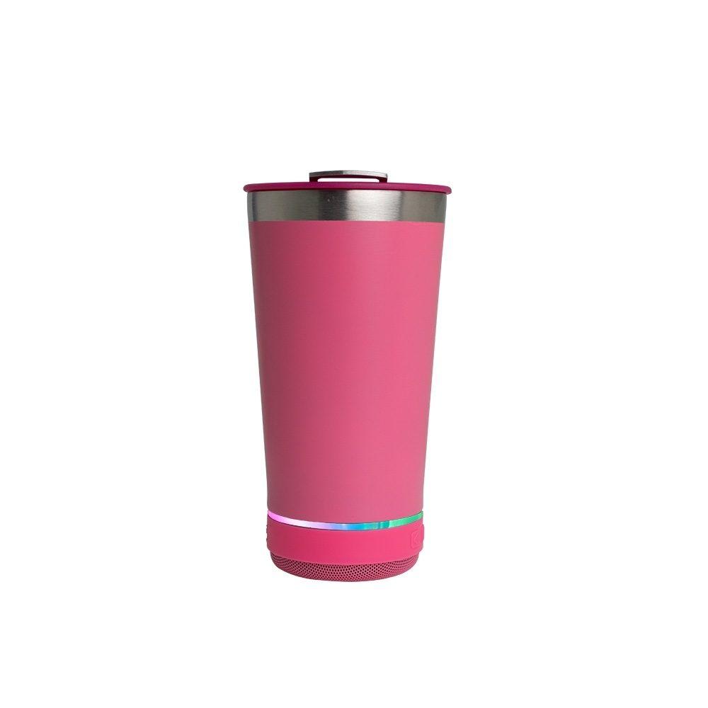 Copo Térmico 400ml com Caixa de Som DR1664 na cor Rosa, brinde personalizado Sky Brindes