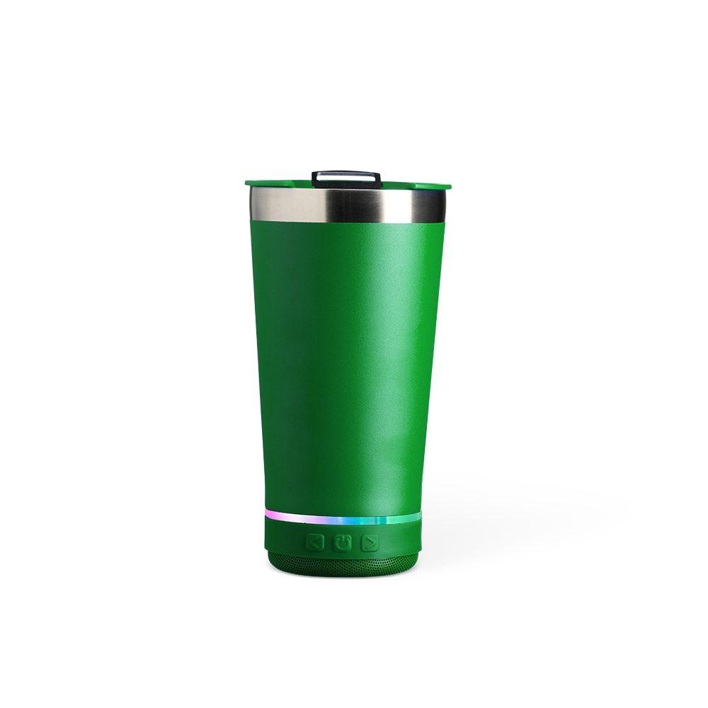 Copo Térmico 400ml com Caixa de Som DR1664 na cor Verde, brinde personalizado Sky Brindes