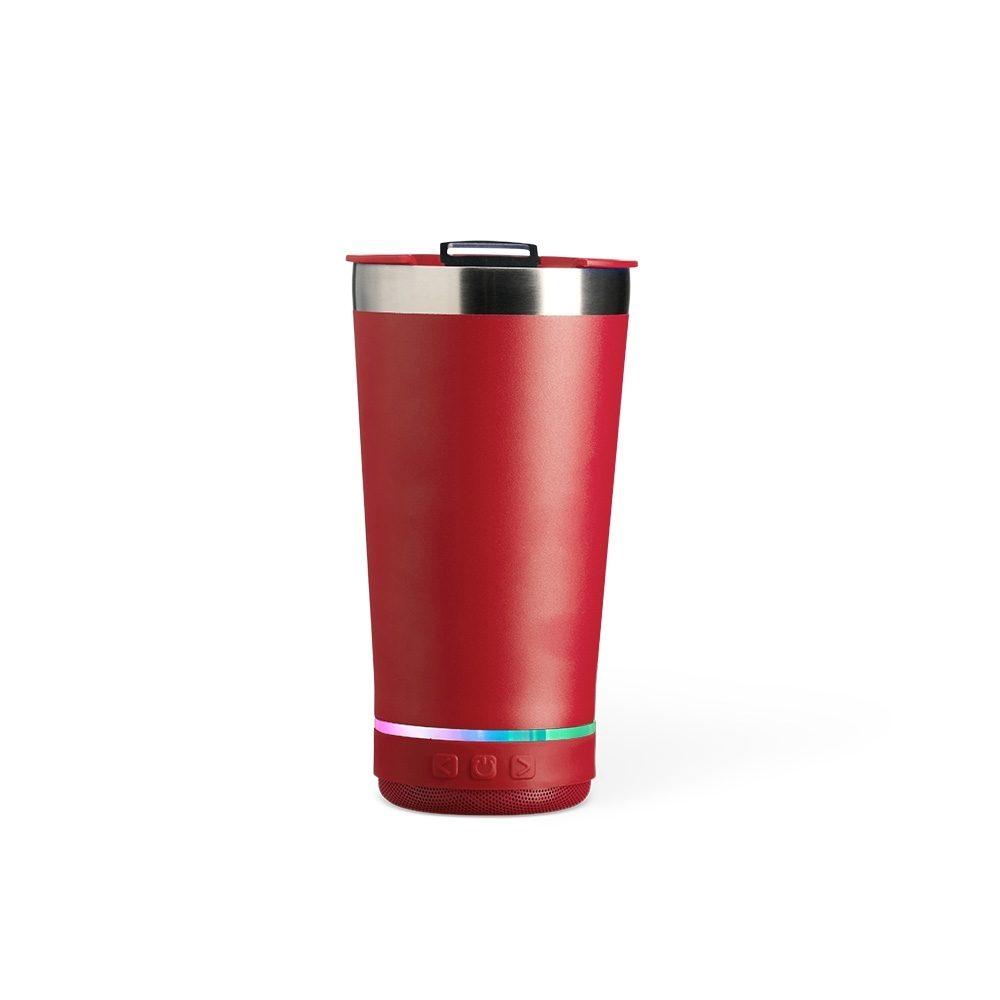 Copo Térmico 400ml com Caixa de Som DR1664 na cor Vermelho, brinde personalizado Sky Brindes