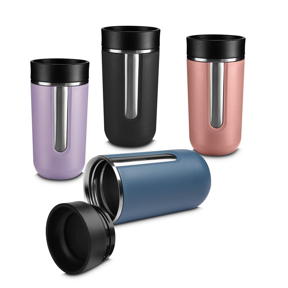 Copo Térmico de 400ml DR1665 na cor Rosa, brinde personalizado Sky Brindes