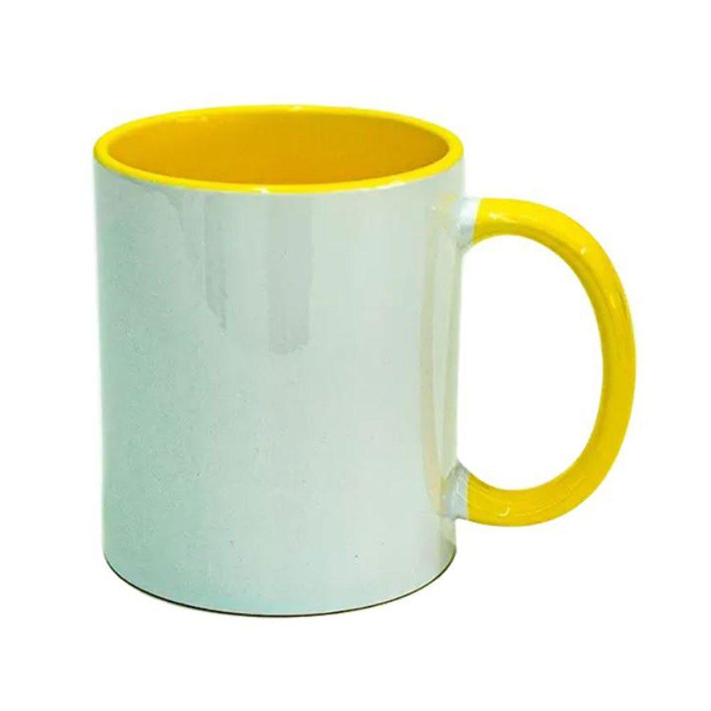 Caneca Cerâmica 325ml DR1682 na cor Amarelo, brinde personalizado Sky Brindes