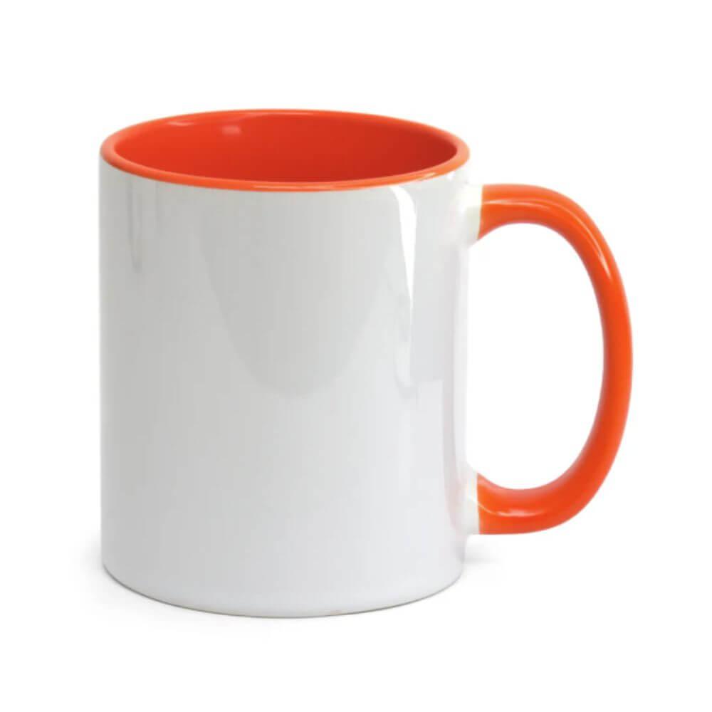 Caneca Cerâmica 325ml DR1682 na cor Laranja, brinde personalizado Sky Brindes