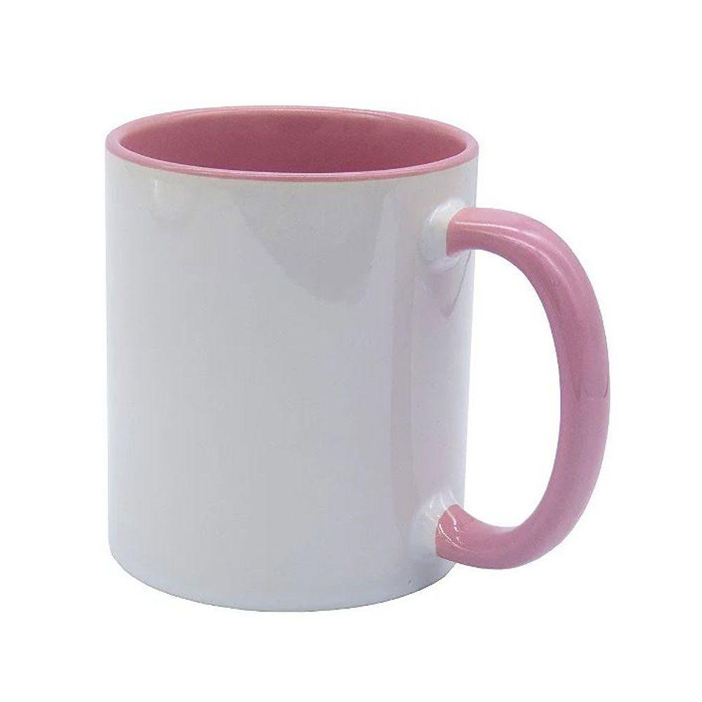 Caneca Cerâmica 325ml DR1682 na cor Rosa, brinde personalizado Sky Brindes