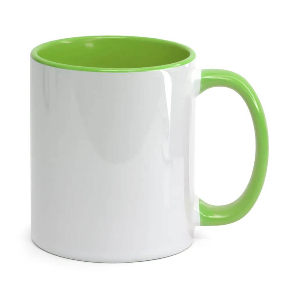 Caneca Cerâmica 325ml DR1682 na cor Verde claro, brinde personalizado Sky Brindes