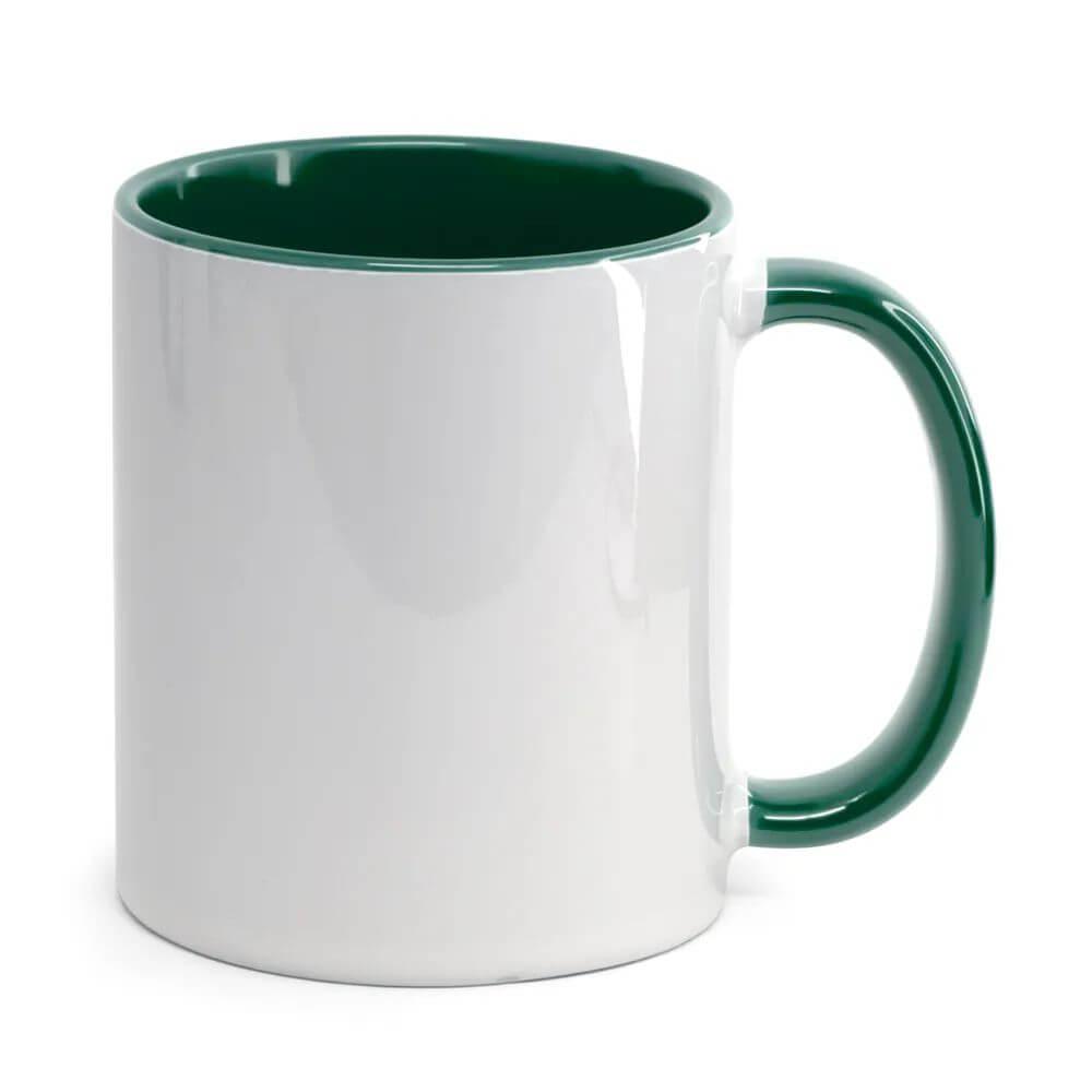 Caneca Cerâmica 325ml DR1682 na cor Verde escuro, brinde personalizado Sky Brindes