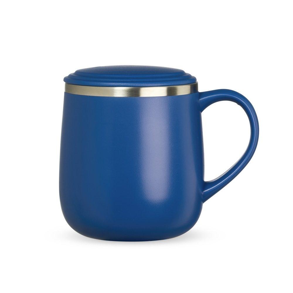 Caneca Inox 370ml DR1712 na cor Azul, brinde personalizado Sky Brindes