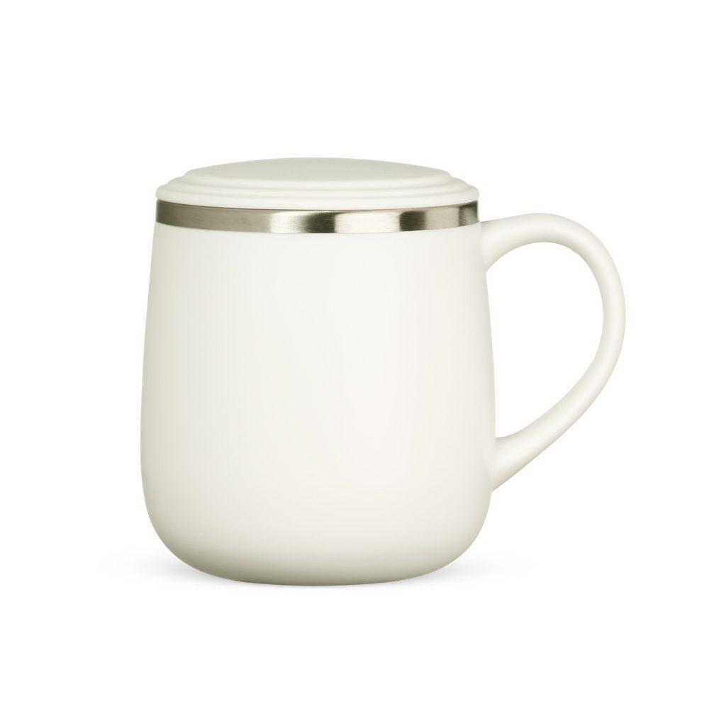 Caneca Inox 370ml DR1712 na cor Branco, brinde personalizado Sky Brindes