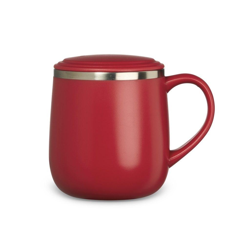 Caneca Inox 370ml DR1712 na cor Vermelho, brinde personalizado Sky Brindes