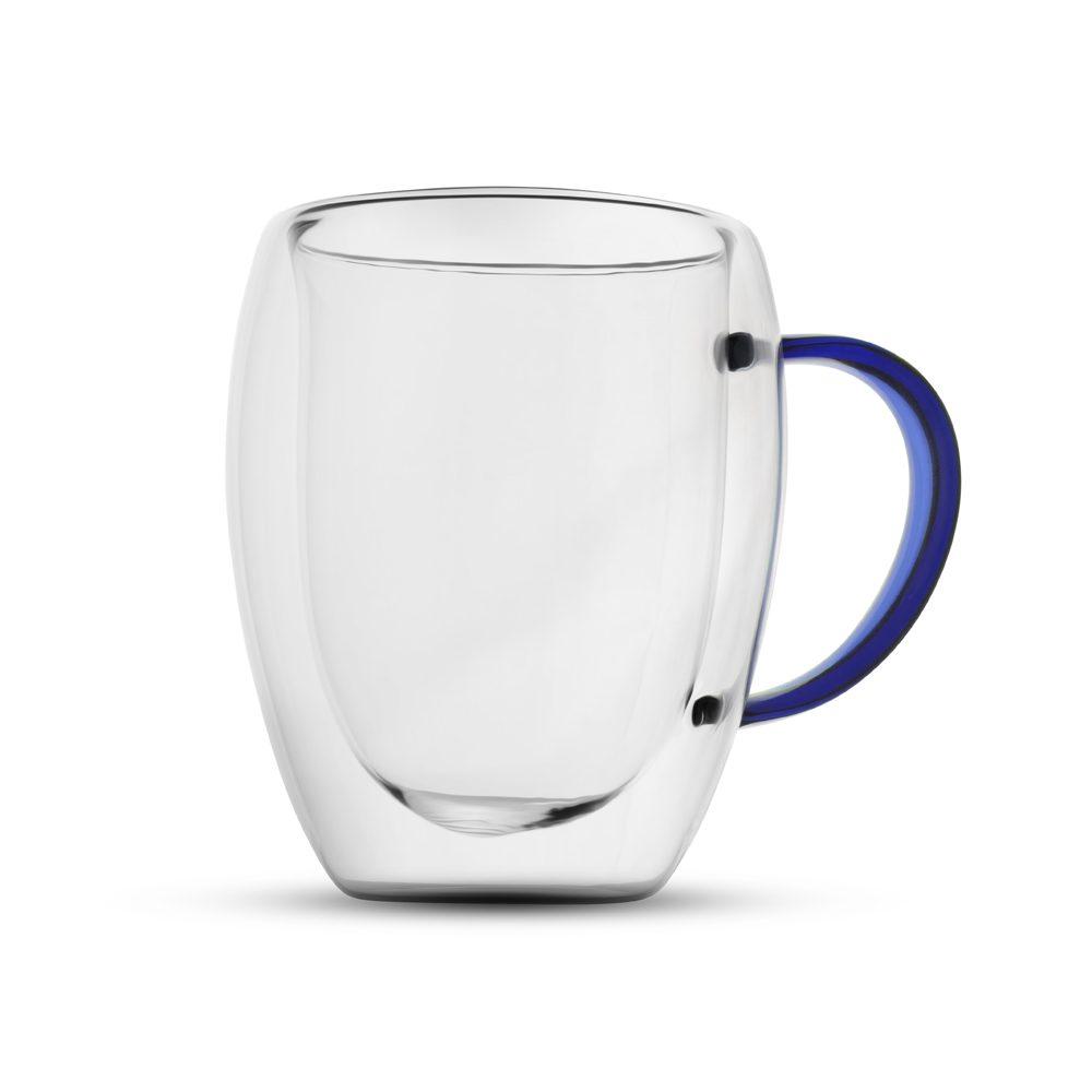 Caneca de Vidro 350ml DR1719 na cor Azul, brinde personalizado Sky Brindes