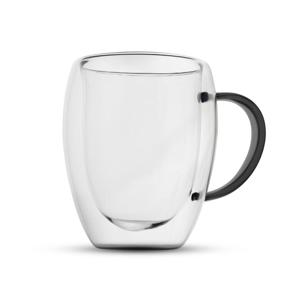 Caneca de Vidro 350ml DR1719 na cor Preto, brinde personalizado Sky Brindes