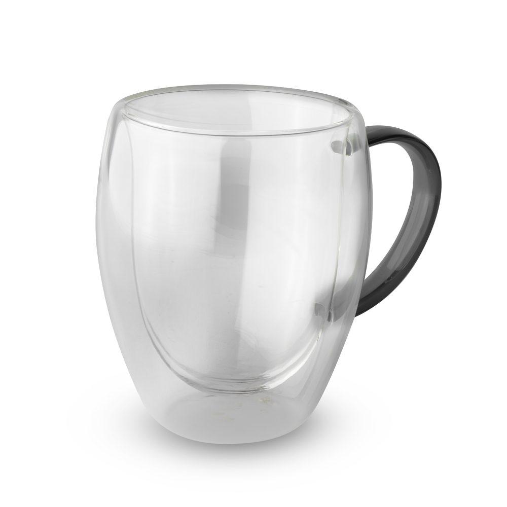 Caneca de Vidro 350ml DR1719 na cor Preto, brinde personalizado Sky Brindes