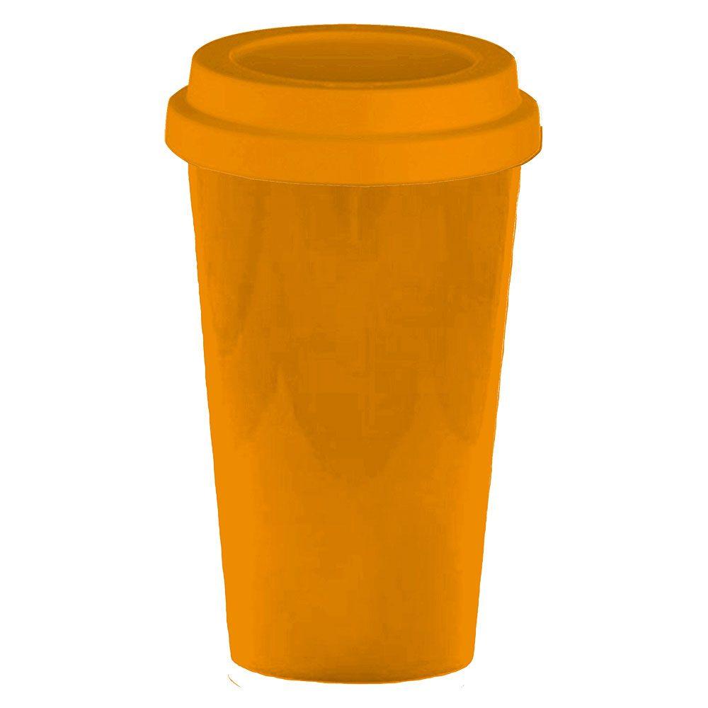 Copo plástico PP 430ml DR1745 na cor Laranja, brinde personalizado Sky Brindes