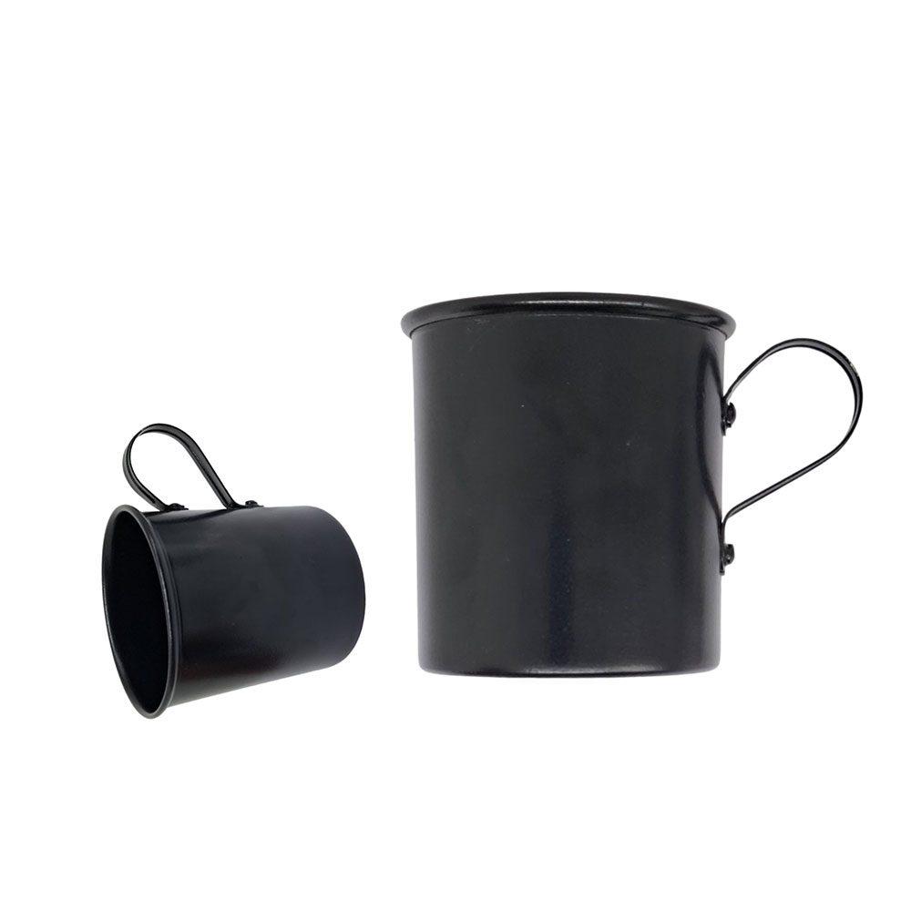 Caneca de Alumínio 350ml DR1790 na cor Preto, brinde personalizado Sky Brindes