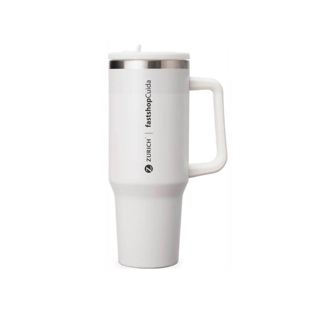 Caneca Térmica 1,2 Litros DR1803 na cor Branco, brinde personalizado Sky Brindes