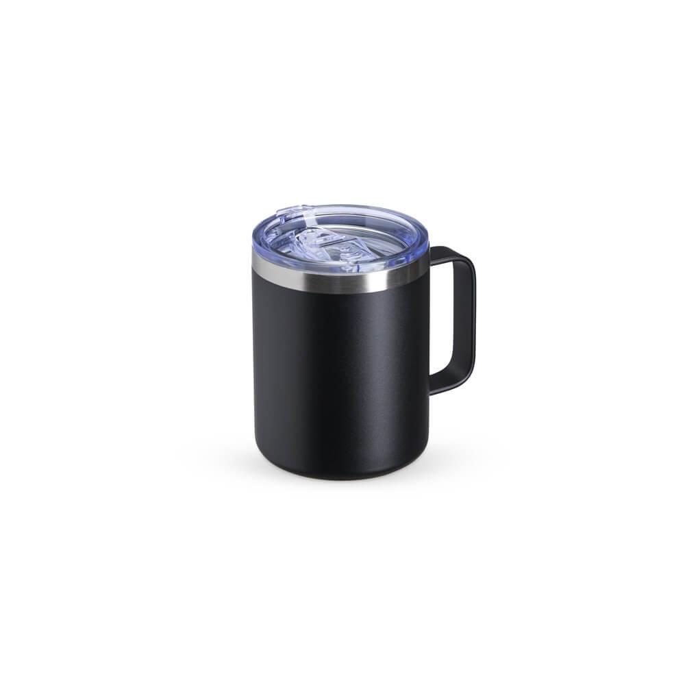 Caneca Térmica 350ml em Inox DR1804 na cor Preto, brinde personalizado Sky Brindes