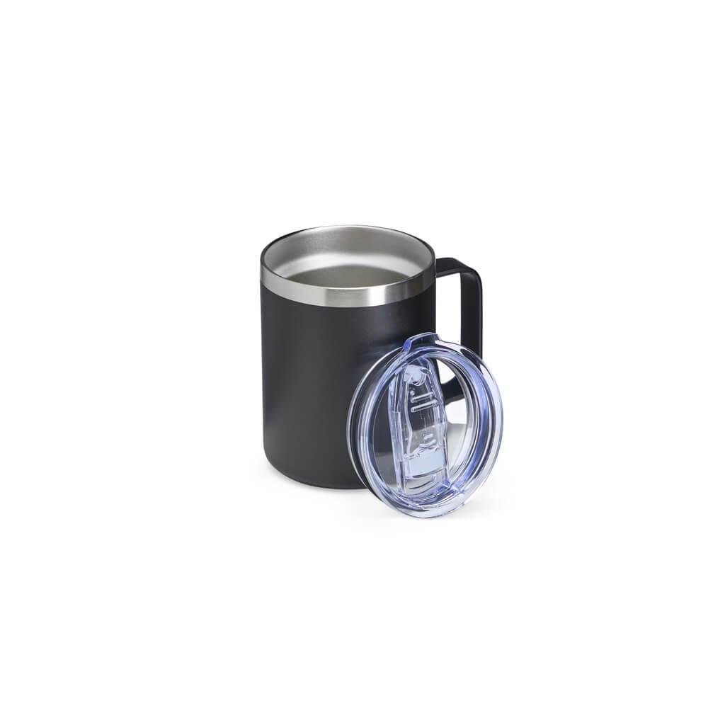 Caneca Térmica 350ml em Inox DR1804 na cor Preto, brinde personalizado Sky Brindes