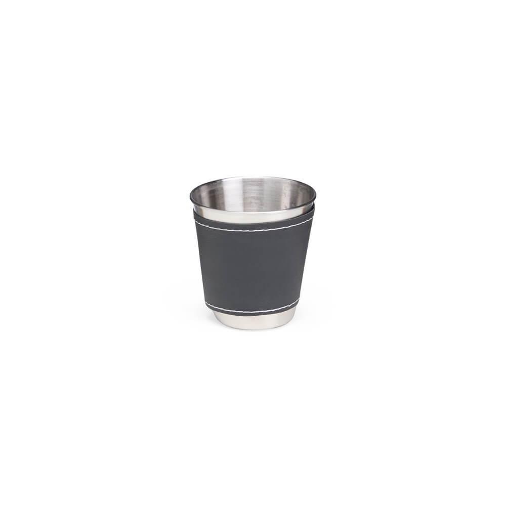 Kit Copo Inox 50ml 4 Peças DR1805 na cor Preto, brinde personalizado Sky Brindes