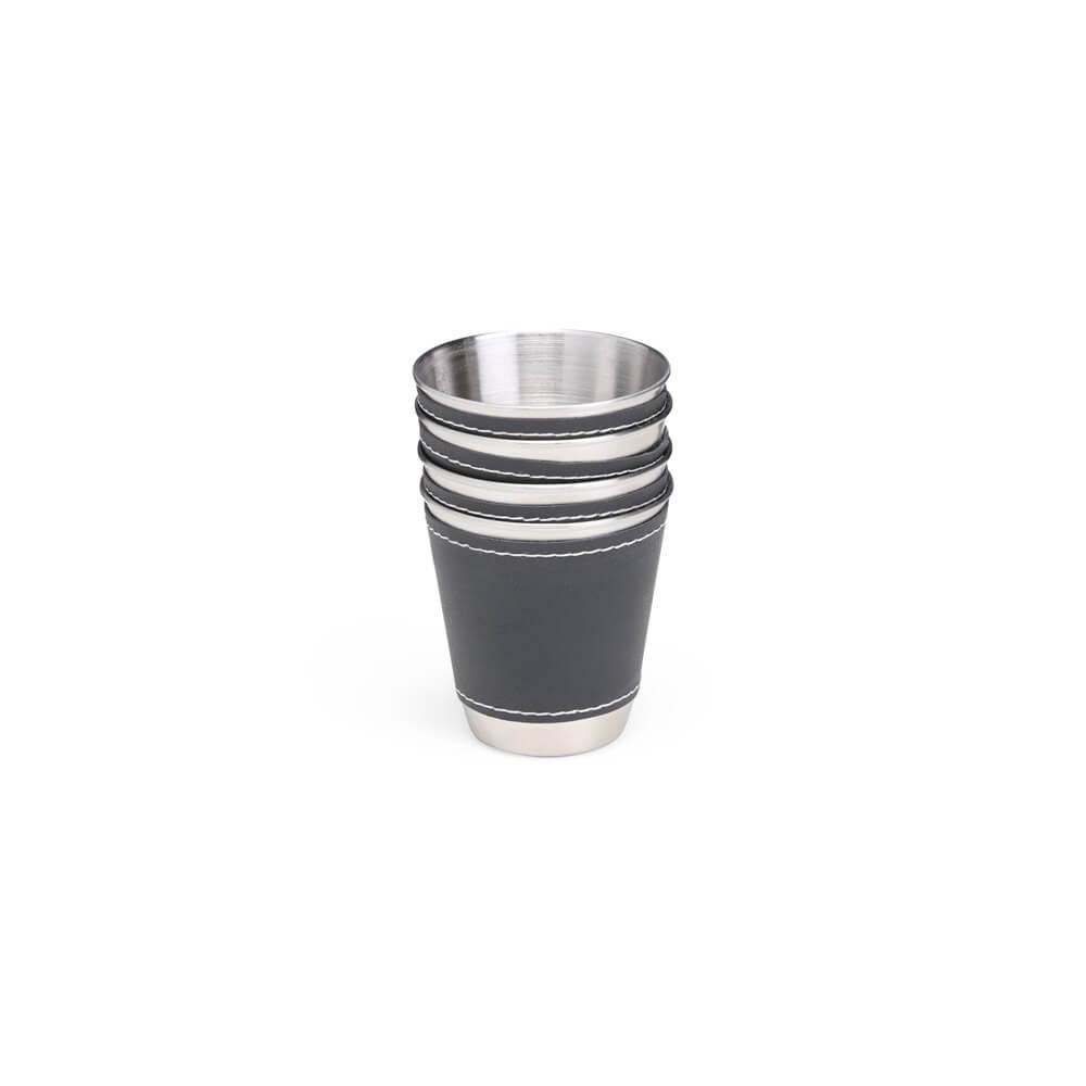 Kit Copo Inox 50ml 4 Peças DR1805 na cor Preto, brinde personalizado Sky Brindes