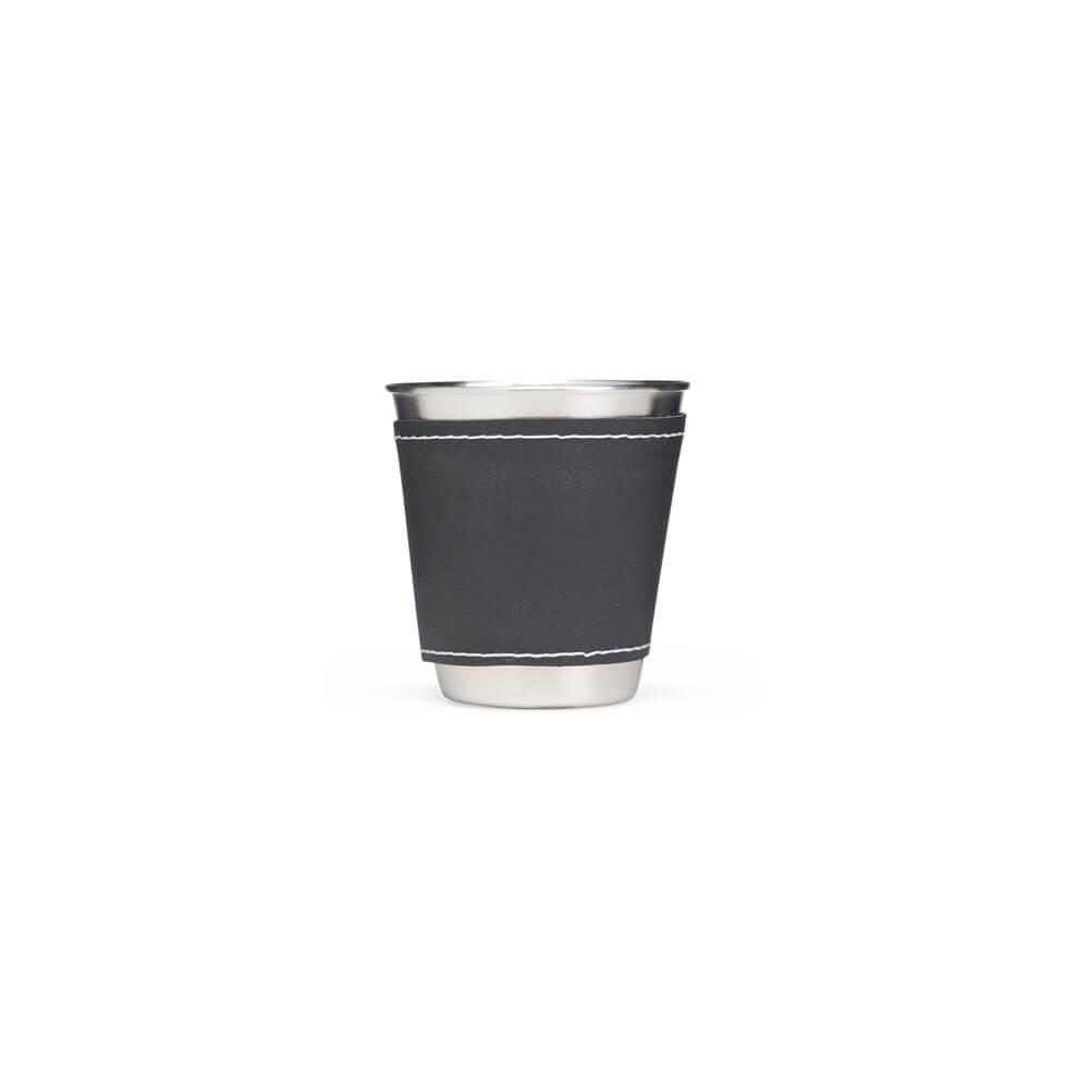Kit Copo Inox 50ml 4 Peças DR1805 na cor Preto, brinde personalizado Sky Brindes