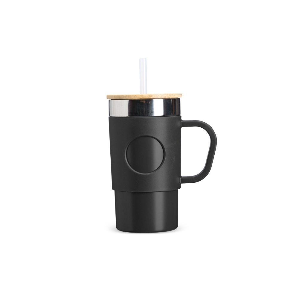 Caneca Térmica 400ml DR1808 na cor Preto, brinde personalizado Sky Brindes