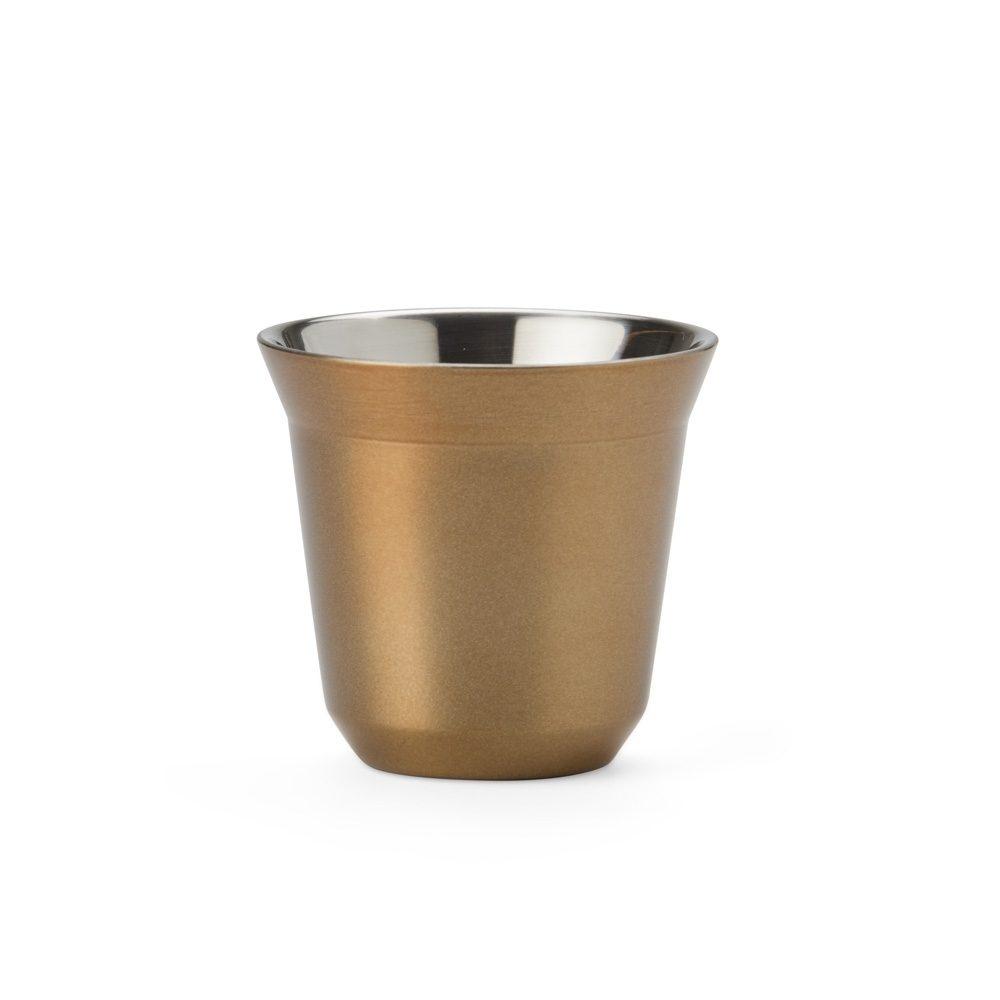 Copo Inox 80ml DR1809 na cor Dourado, brinde personalizado Sky Brindes