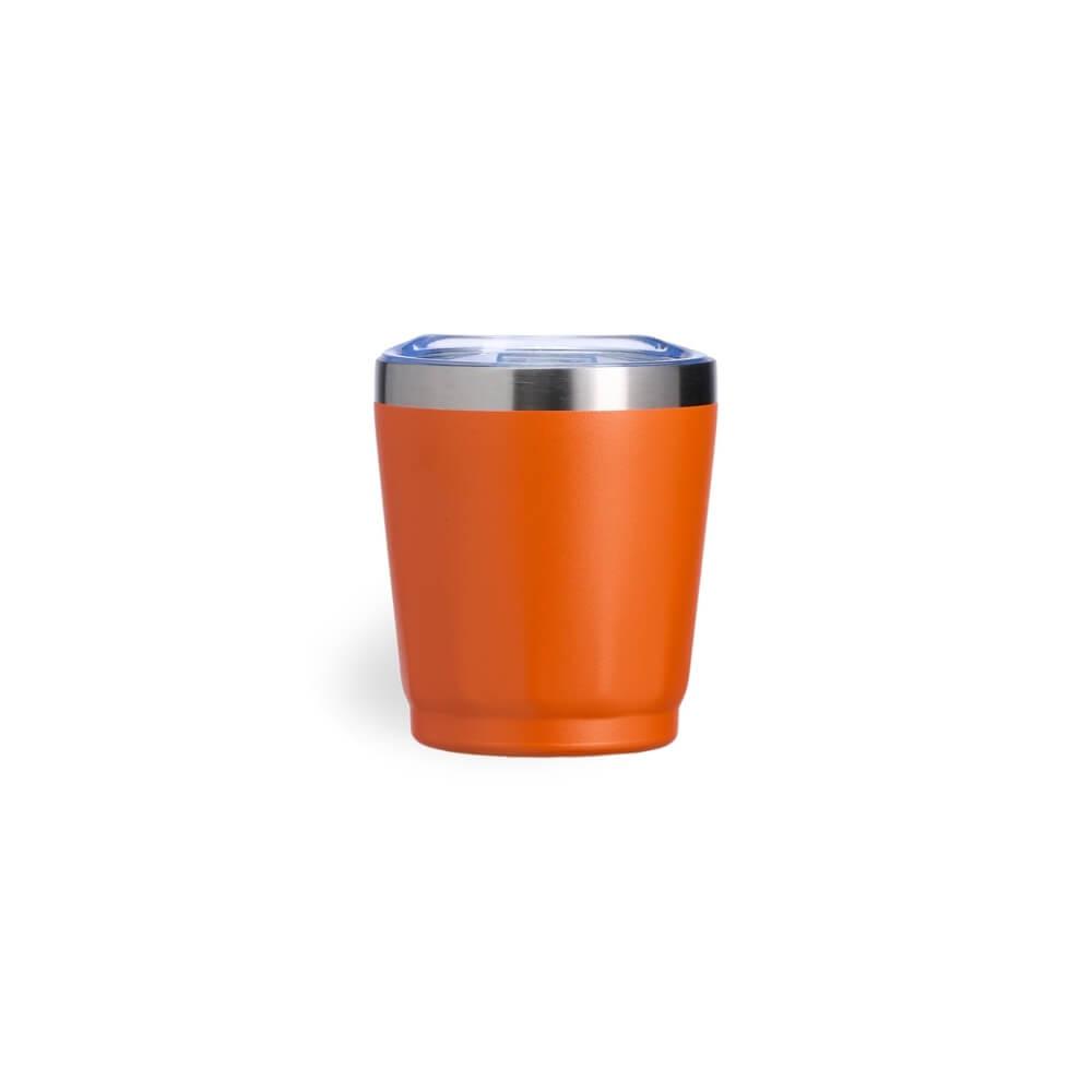 Copo Térmico 200ml DR1812 na cor Laranja, brinde personalizado Sky Brindes