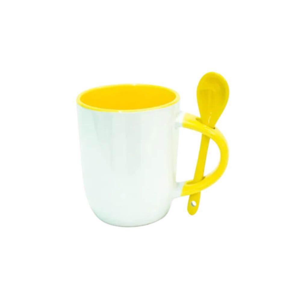 Caneca Cerâmica 325ml DR1814 na cor Amarelo, brinde personalizado Sky Brindes